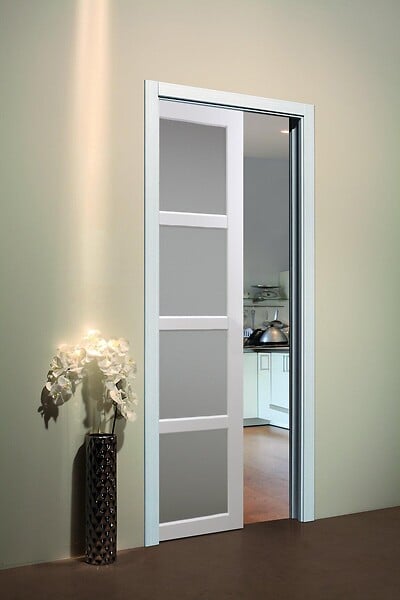 GD MENUISERIES - Porte Coulissante Tana blanc Vitrée H204 x L93 cm, Galandage - large