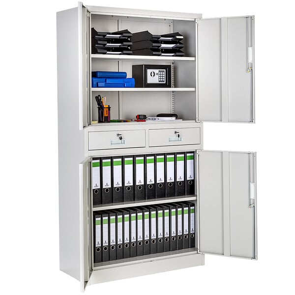TECTAKE - Armoire métallique de classement avec 2 tiroirs 40 x 90 x 180 cm gris - large