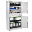 TECTAKE - Armoire métallique de classement avec 2 tiroirs 40 x 90 x 180 cm gris - vignette
