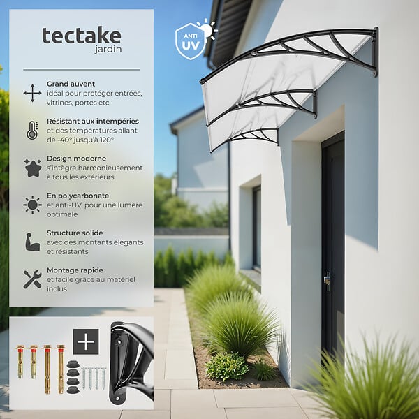 TECTAKE - Marquise blanc transparent - large