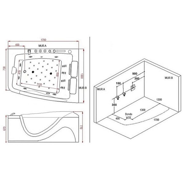 DISTRIBAIN - Baignoire balnéo G-Neptune 47 jets Whirlpool - large