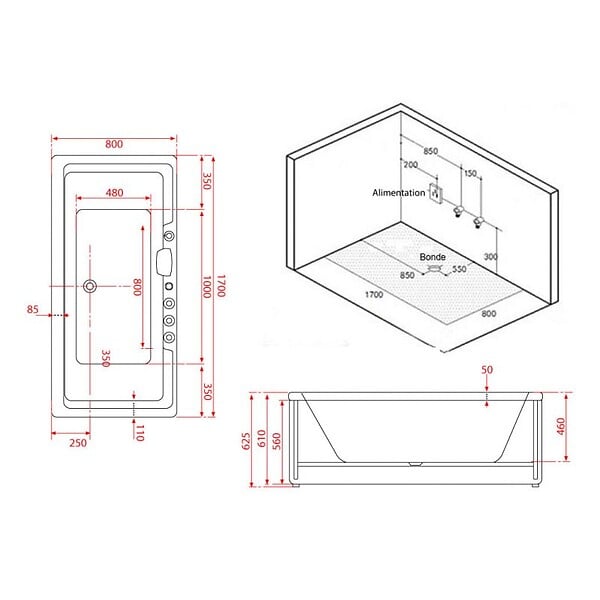 DISTRIBAIN - Baignoire balnéo Islande 48 jets Whirlpool - large