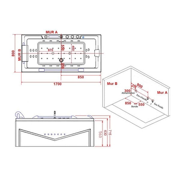 DISTRIBAIN - Baignoire balnéo D-Cleveland 46 jets Whirlpool - large