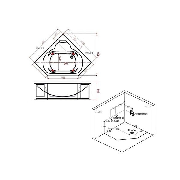 DISTRIBAIN - Baignoire balnéo Dubaï 47 jets + massage cervicales Whirlpool - large
