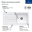 VILLEROY ET BOCH - Evier 100 x 51 cm  Architectura 60 Blanc + Robinet cuisine Bauloop - vignette