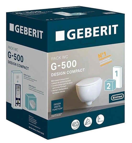 GEBERIT - Pack WC suspendu - Acier - G500 Compact - large