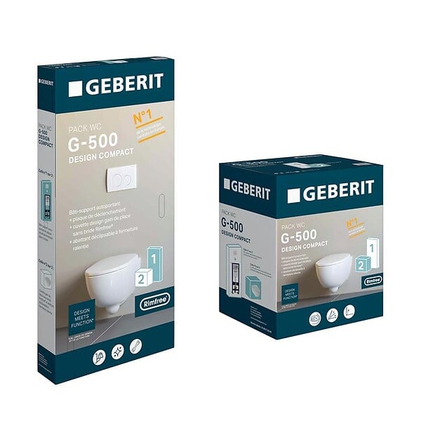GEBERIT - Pack WC suspendu - Acier - G500 Compact - large
