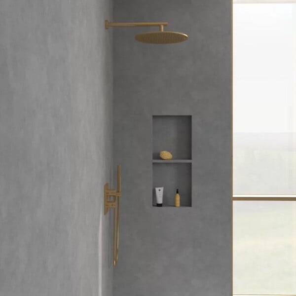 VILLEROY ET BOCH - Mitigeur thermostatique encastré 2 voies  Universal rectangle Or brossé - large
