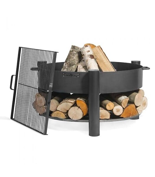 COOK KING - Brasero de jardin SOLAFA avec range bois en acier - large