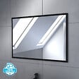 AURLANE - Pack Meuble SDB 80cm suspendu 2 tiroirs Chene_Vasque noire + Miroir - TIMBER 80 - vignette