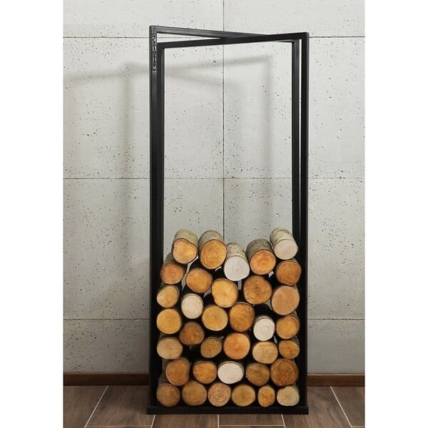 COOK KING - Porte bûches rectangulaire LUIS en acier noir 120x40x20 cm - large