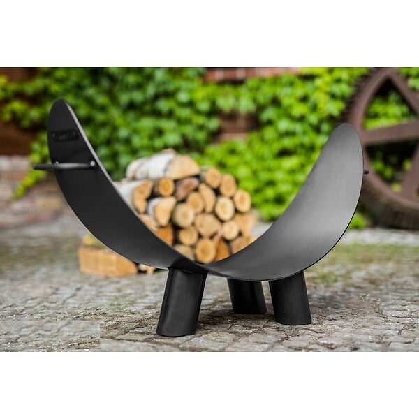 COOK KING - Porte bûches demi-lune MILA en acier noir 80x43 cm - large