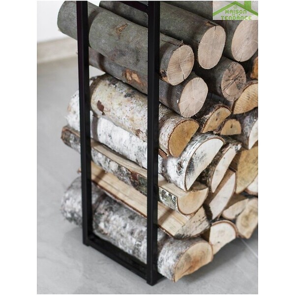 COOK KING - Range-bûches rectangulaire en acier noir "CORNEL" 120 cm - large