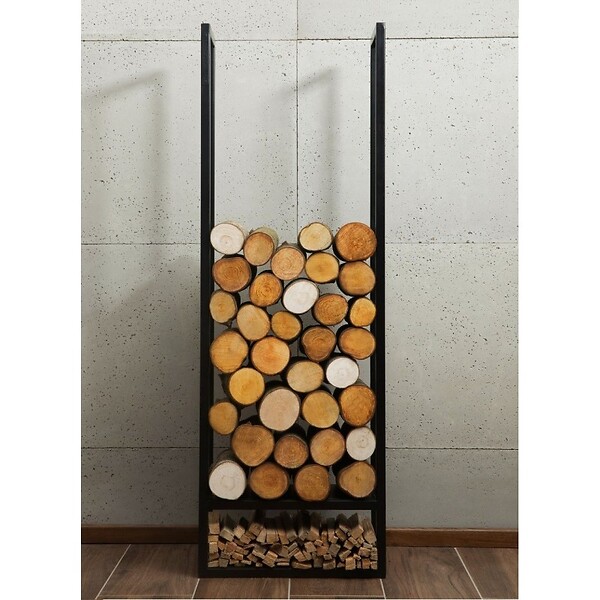 COOK KING - Porte bûches rectangulaire ATOS en acier noir 120x40x20cm - large