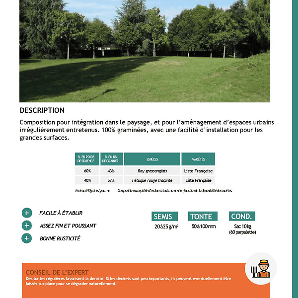 FLORIVERT - Semis pour gazon Terra Parc 10 kg, pour un gazon fin et facile à établir - Florivert 1201803 - large