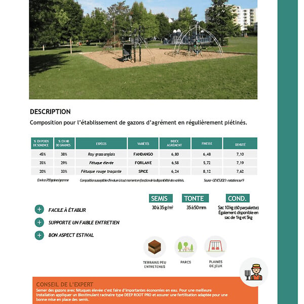 FLORIVERT - Gazon à semer Terra Rustique 10 kg pour peu d'entretien et bel aspect estival - Florivert 1201636 - large