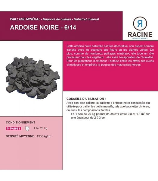 RACINE - Paillage minéral ardoise noire 6/14mm, filet 20 kg - F-PAI081 - large