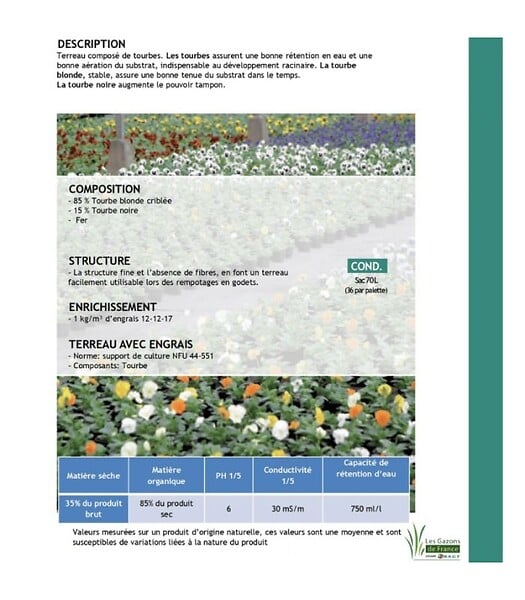FLORIVERT - Terreau pour plantes vertes et fleurs Flori Horticole 70L, structure fine - Florivert NEG01644 - large