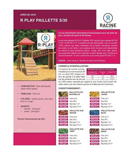 RACINE - Paillis couleur JAUNE aire de jeux R Play 5/30mm, sac 50 l - RPL023 - large