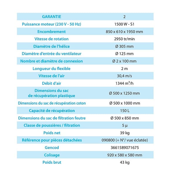 LEMAN - Aspirateur à bois 150 litres LEMAN ASP152 - large