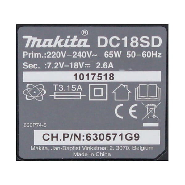 MAKITA - Chargeur MAKITA DC18SD Type glissière - 9,6 à 18 V Li-Ion - large