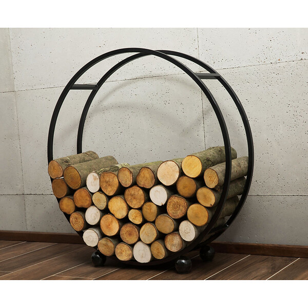 COOK KING - Porte-bûches 'DAISY' en acier pour bûches 20cm : Alliance parfaite entre fonctionnalité et esthétisme - Ø 80cm - large