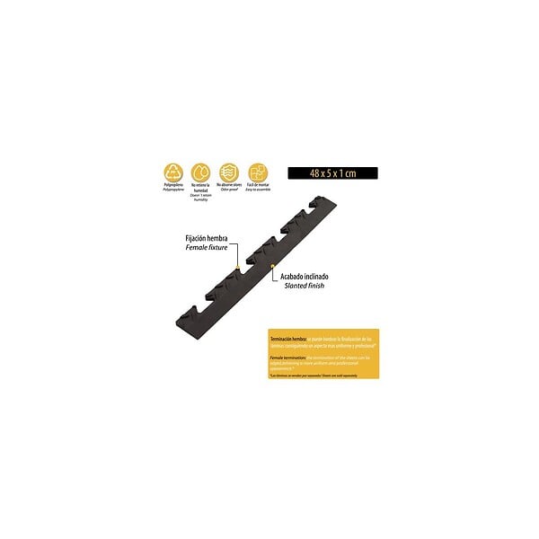 ARTPLAST - Bordure femelle pour Dalle PVC noire Clipsable Sol Antidérapant Carré Noir Garage Atelier PS50CRN/F Art Plast - large