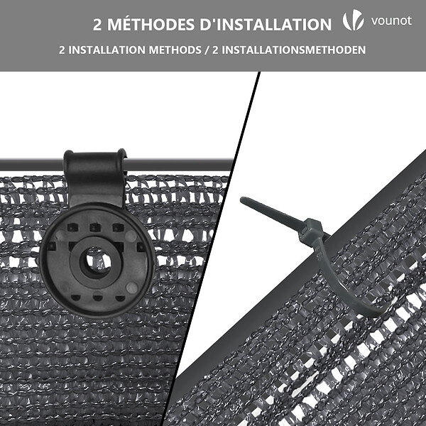 VOUNOT - Brise vue occultant en HDPE 150g/m² 1.8x20m avec attaches de fixation anthracite - large