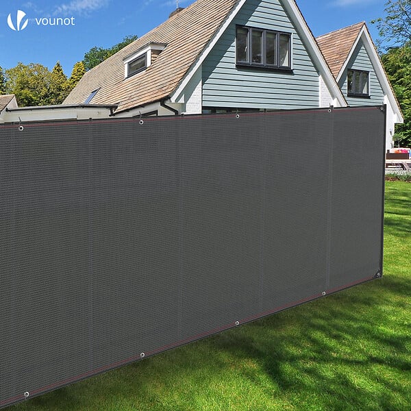 VOUNOT - Brise vue occultant en HDPE 230g/m² 1.8x10m avec attaches de fixation gris - large