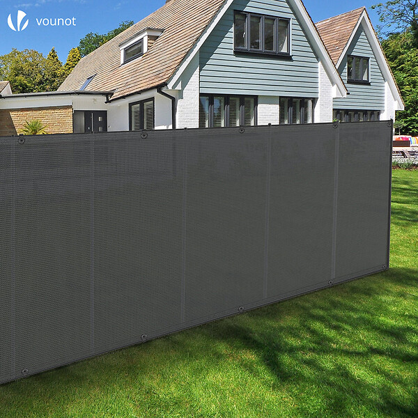 VOUNOT - Brise vue occultant en HDPE 150g/m² 1.5x20m avec attaches de fixation gris - large