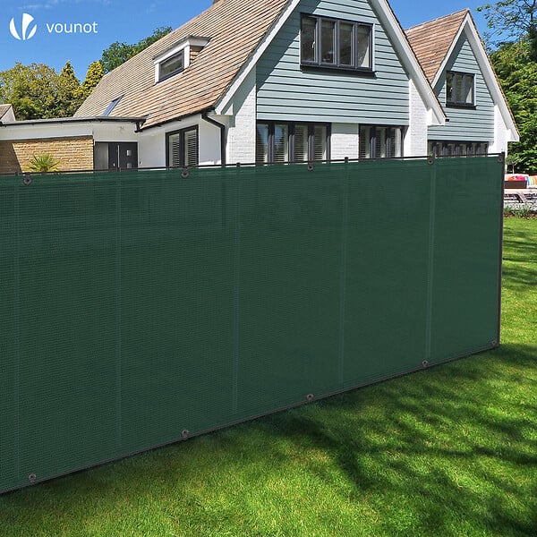 VOUNOT - Brise vue occultant en HDPE 150g/m² 1.5x10m avec attaches de fixation vert - large
