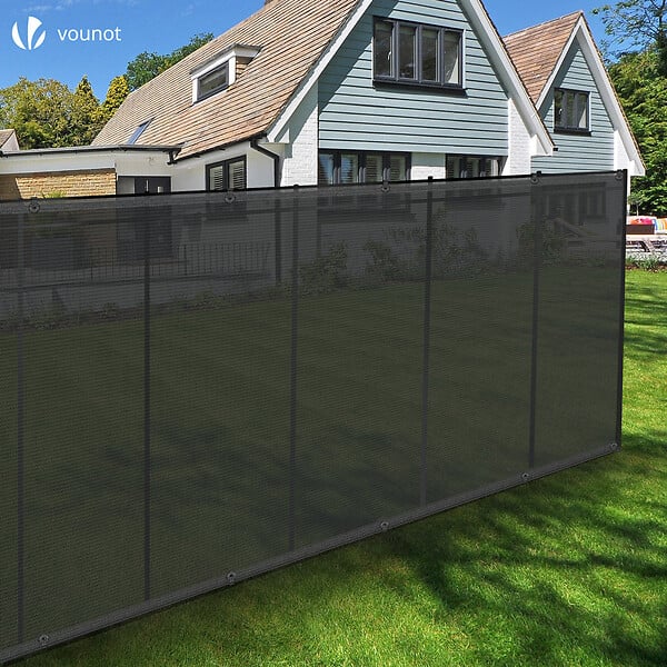 VOUNOT - Brise vue occultant en HDPE 90g/m² 1.8x10m avec attaches de fixation gris - large