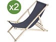 HABITAT ET JARDIN - Lot de 2 transats en bois "Chilienne" - 107 x 56.5 x 81 cm - Gris - vignette