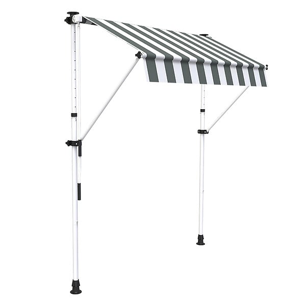 COTE STORE - Store à projection autoportant sans perçage 200 x 150 cm - Terrasse ou balcon - Blanc gris - large