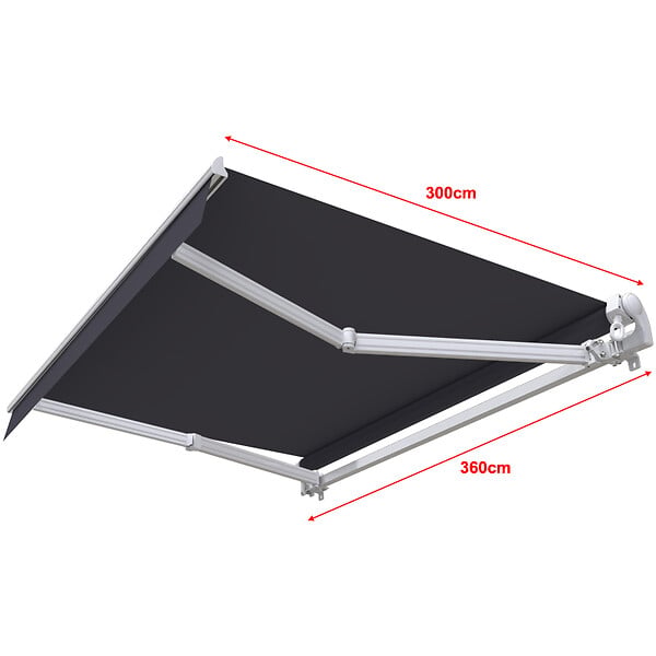 COTE STORE - Store banne manuel 3,6 x 3 m Monobloc pour terrasse - Gris anthracite - large
