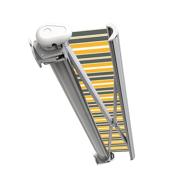 COTE STORE - Store banne coffre intégral 5 x 3,5 m motorisé et manuel extérieur pour terrasse - Gris jaune - large
