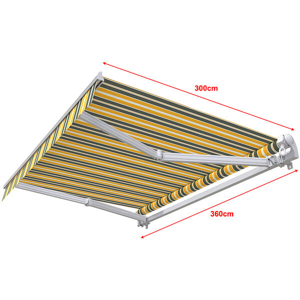 COTE STORE - Store banne manuel 3,6 x 3 m Monobloc pour terrasse - Gris jaune - large