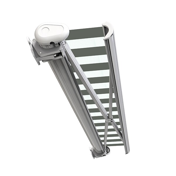 COTE STORE - Store banne coffre intégral 3,5 x 3 m motorisé et manuel extérieur pour terrasse - Blanc gris - large