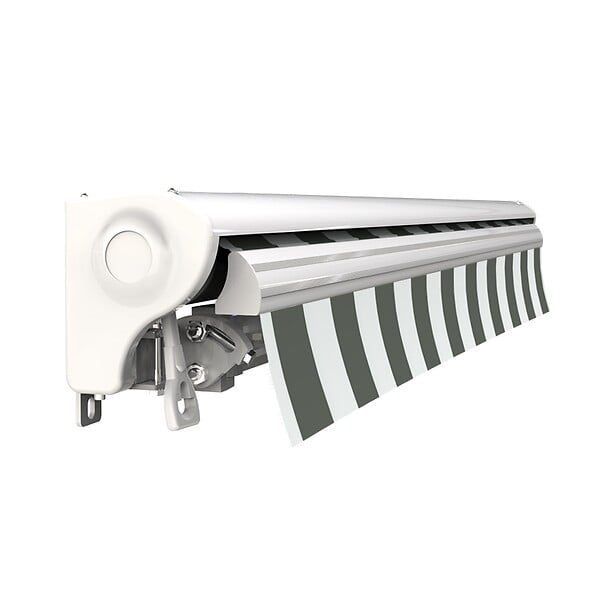 COTE STORE - Store banne motorisé et manuel 3,6 x 3 m Demi coffre pour terrasse - Blanc gris - large