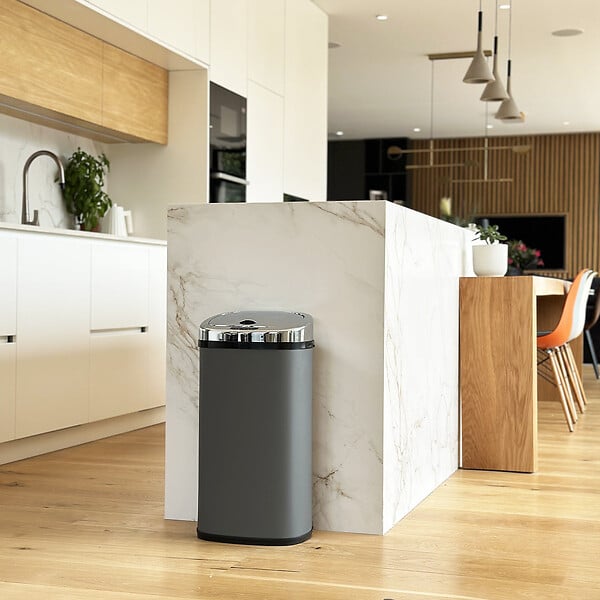 KITCHEN MOVE - Poubelle automatique inox LARGO gris 42L - large