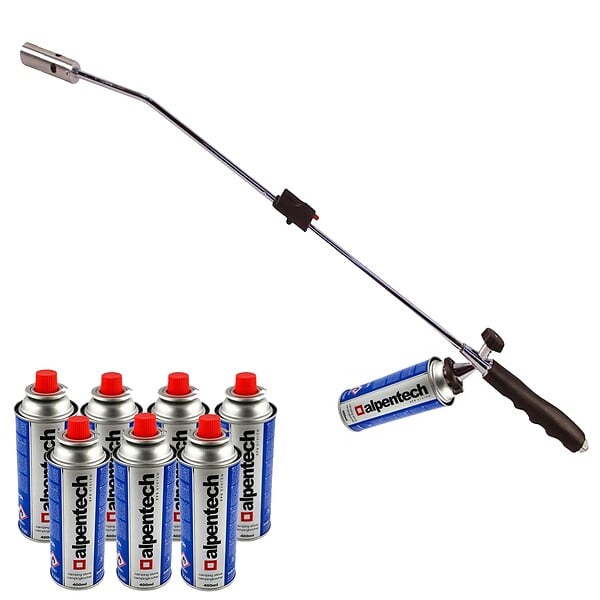 ALPENTECH - Desherbeur thermique piezo Chalumeau gaz + 8 Recharges Desherbant thermique Brule herbes - large