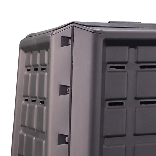 INTEC - Composteur de jardin 380L 80 x 80 x H82 cm Anthracite Déchets verts Couvercle et trappe d'extraction INTEC - large