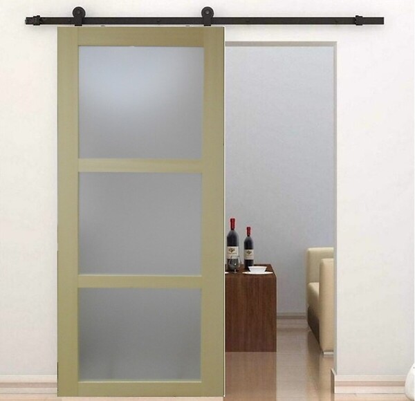 GD MENUISERIES - Porte Coulissante bois Ayous Vitrée H204 x L83 cm, Rail roulettes - large