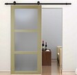 GD MENUISERIES - Porte Coulissante bois Ayous Vitrée H204 x L83 cm, Rail roulettes - vignette