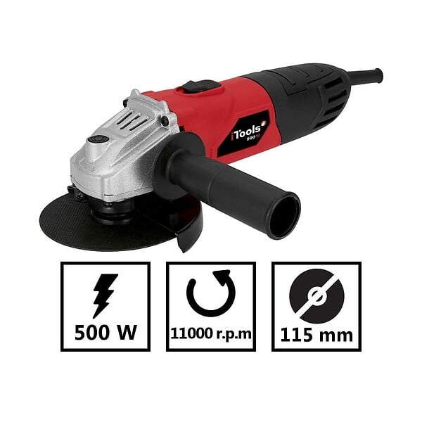 ITOOLS - Meuleuse angle 115mm 500W  Poignée clef brosse charbon ITOOLS - large