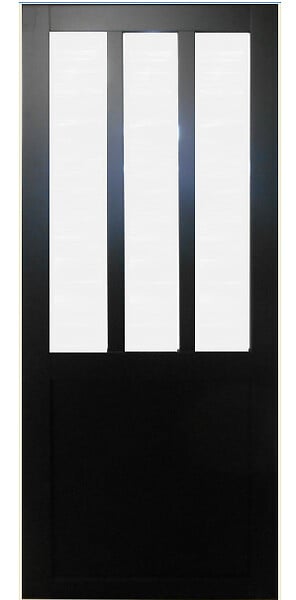 GD MENUISERIES - Porte Coulissante Atelier Noir vitre depoli H204 x L73 cm - large