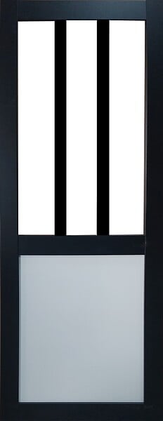 GD MENUISERIES - Porte Coulissante Atelier noir, panneau blanc Vitrée H204 x L73 cm - large