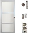 GD MENUISERIES - Porte Coulissante Greyria Gris Clair Vitrée H204 x L93 cm, serrure condamnation - vignette