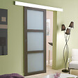 GD MENUISERIES - Porte Coulissante Gris Taupe RAL 7006 Vitrée H204 x L83 cm, rail alu - vignette