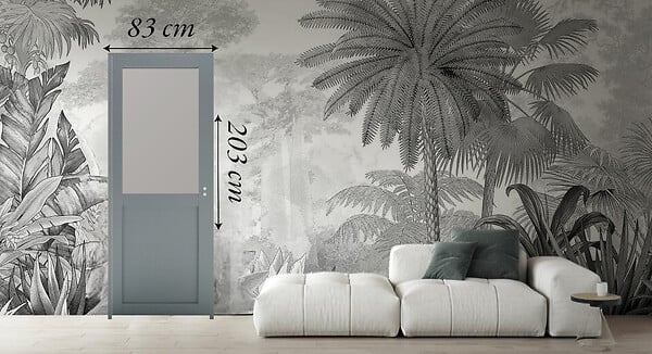 GD MENUISERIES - Bloc Porte Athena Vitrée - 204x83 cm - Poussant Gauche - Avec Poignée - RAL7035 - large